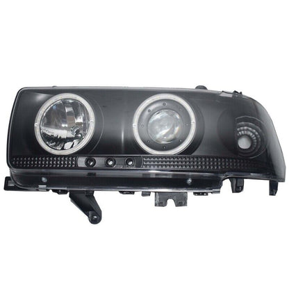 Smoke Angel Eye Pair Head Lights LED Fit For Toyota Landcruiser 80 Series Halo Projector AU