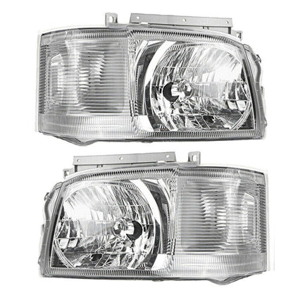 Pair Head Light Lamp Chrome Fit For Toyota Hiace TRH KDH Van Bus 2005~2010