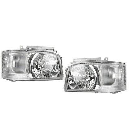 Pair Head Light Lamp Chrome Fit For Toyota Hiace TRH KDH Van Bus 2005~2010