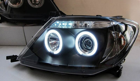 Black CCFL Angel-Eyes Projector Headlights Fit For Toyota Hilux SR5 2005-2010