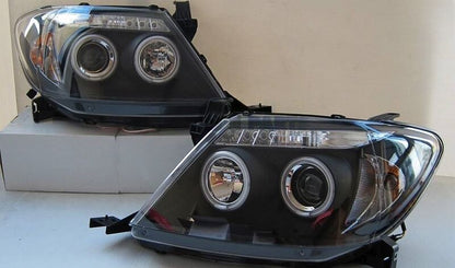 Black CCFL Angel-Eyes Projector Headlights Fit For Toyota Hilux SR5 2005-2010