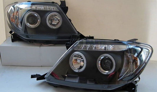Black CCFL Angel-Eyes Projector Headlights Fit For Toyota Hilux SR5 2005-2010