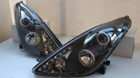 Black CCFL Angel-Eyes Projector Head Lights Fit For Toyota Celica SS2 1999-2005