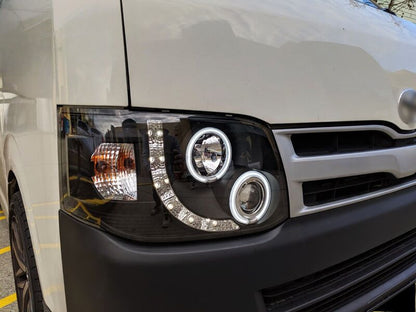 Black CCFL DRL Projector Headlights Fit For Toyota Hiace Van 2011-2014