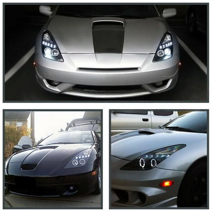 Black LED Angel-Eyes Projector Head Lights Fit For Toyota Celica SS2 1999-2005