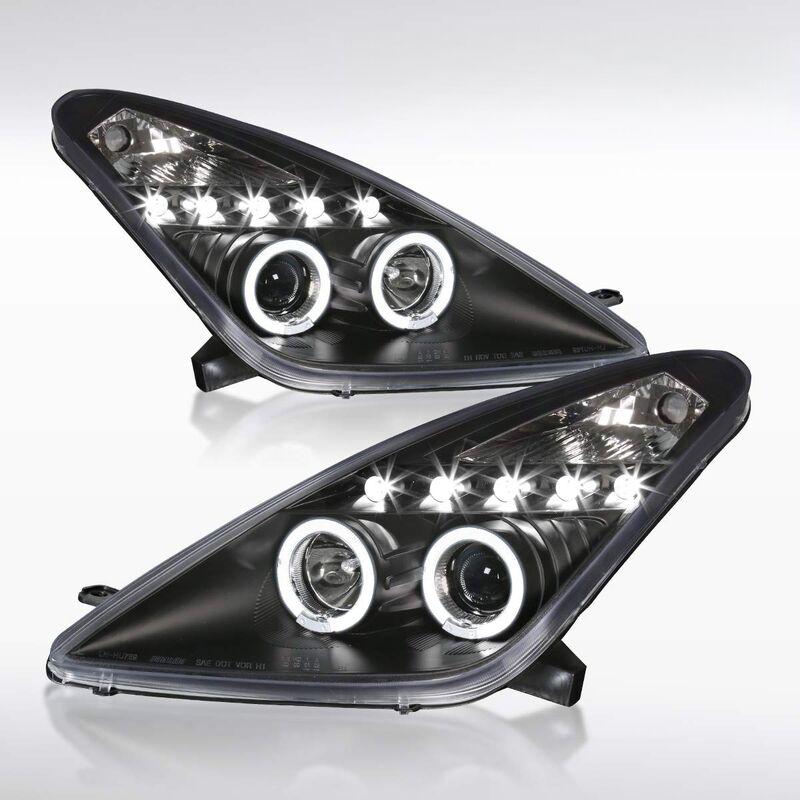 Black LED Angel-Eyes Projector Head Lights Fit For Toyota Celica SS2 1999-2005