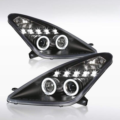 Black LED Angel-Eyes Projector Head Lights Fit For Toyota Celica SS2 1999-2005