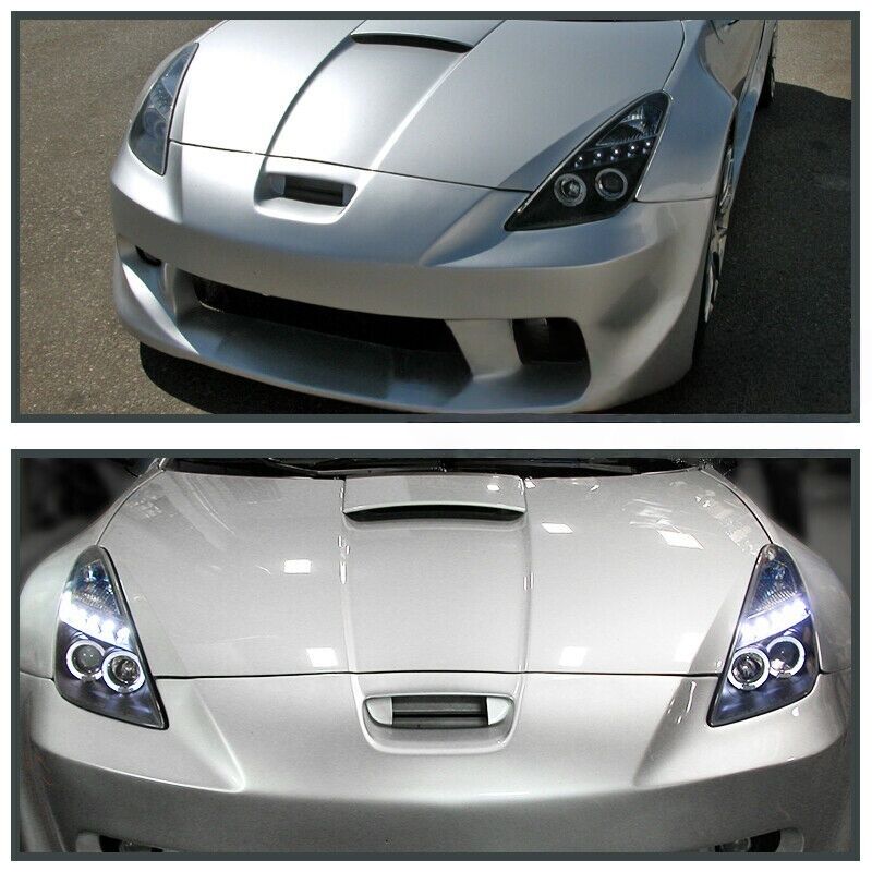 Black LED Angel-Eyes Projector Head Lights Fit For Toyota Celica SS2 1999-2005