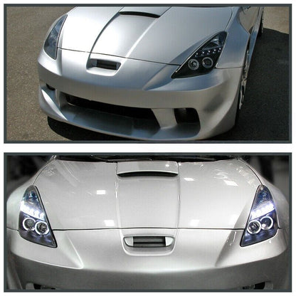 Black LED Angel-Eyes Projector Head Lights Fit For Toyota Celica SS2 1999-2005