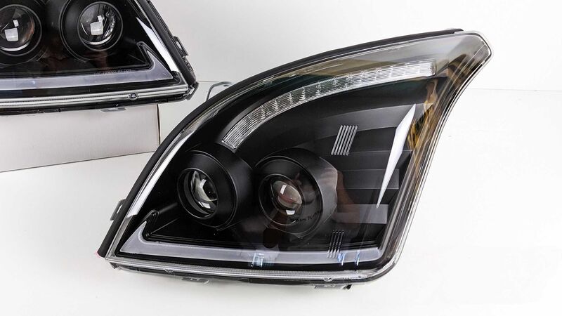 3D LED DRL Dual Projector Head Lights Fit For Toyota Prado FJ120 2003-2009