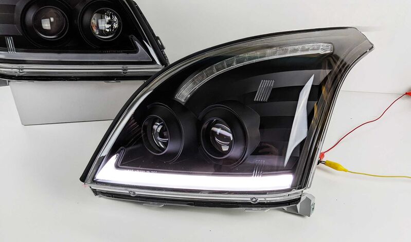 3D LED DRL Dual Projector Head Lights Fit For Toyota Prado FJ120 2003-2009
