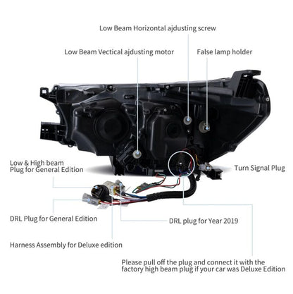 Black LED Projector Headlights Dynamic Indicators Fit For Toyota Hilux Revo 2015-2020