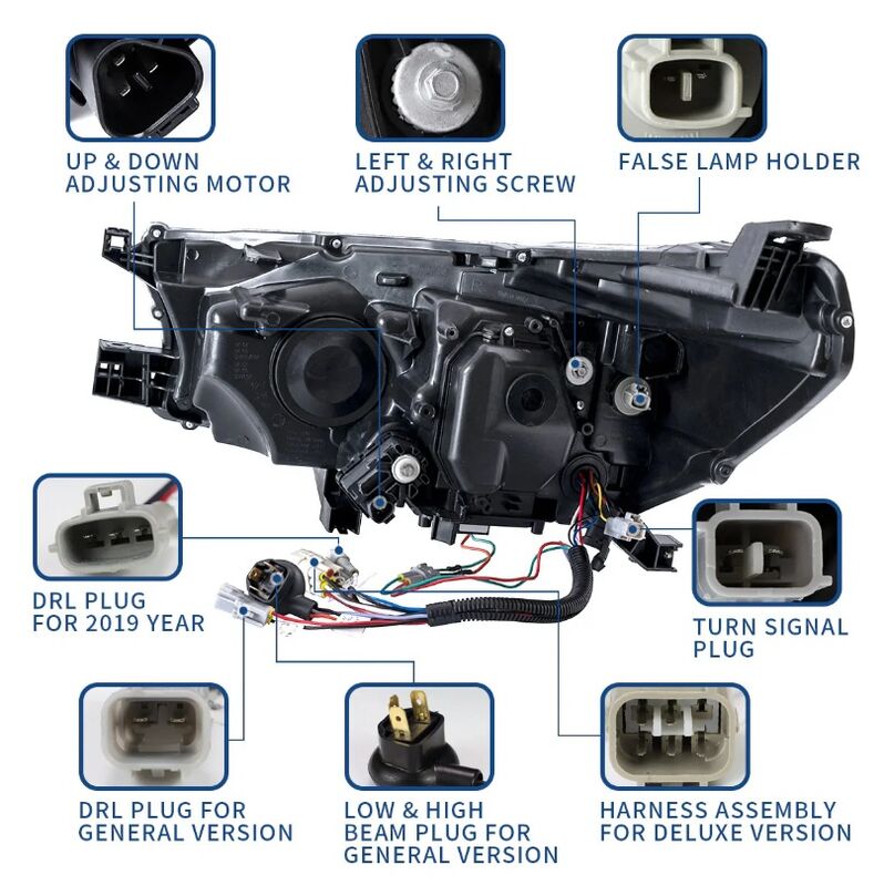 Black LED Projector Headlights Dynamic Indicators Fit For Toyota Hilux Revo 2015-2020