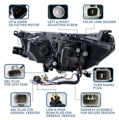Black LED Projector Headlights Dynamic Indicators Fit For Toyota Hilux Revo 2015-2020