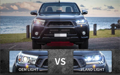 Black LED Projector Headlights Dynamic Indicators Fit For Toyota Hilux Revo 2015-2020