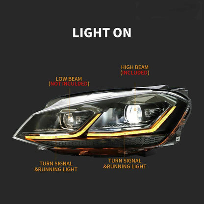 R Style DRL LED Projector Headlights LED Indicator Fit For VW Golf 7 MK7 TDI GTI 2013-2018
