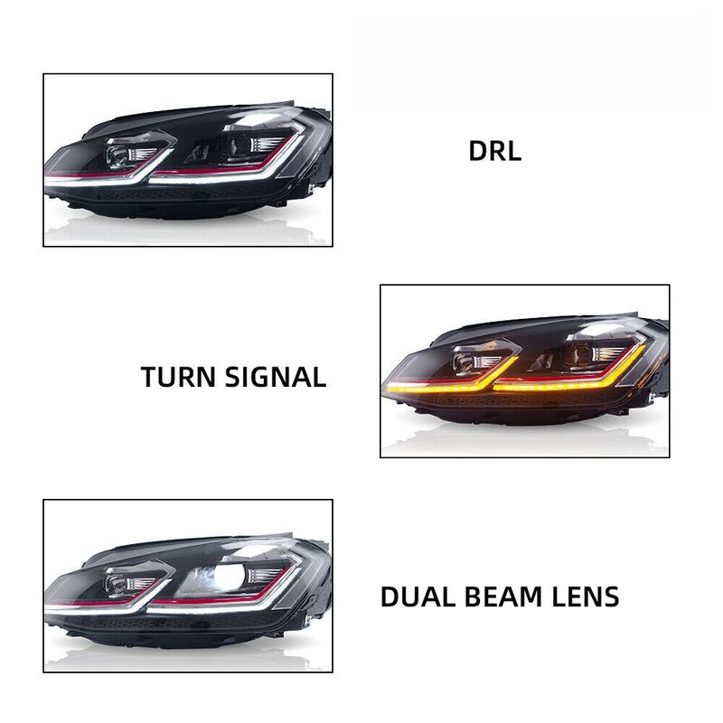 R Style DRL LED Projector Headlights LED Indicator Fit For VW Golf 7 MK7 TDI GTI 2013-2018
