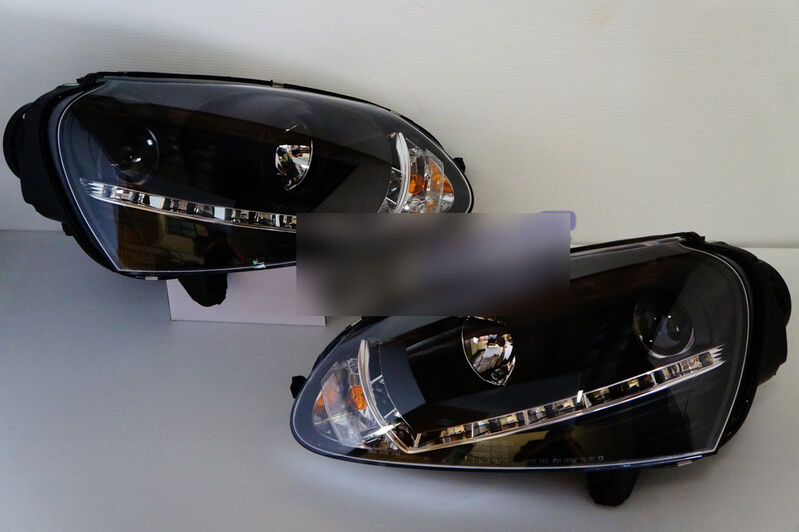 Black LED DRL Projector Headlights Fit For VW Golf V TDI GTI 2003-2008