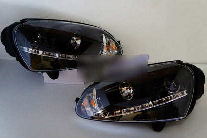 Black LED DRL Projector Headlights Fit For VW Golf V TDI GTI 2003-2008