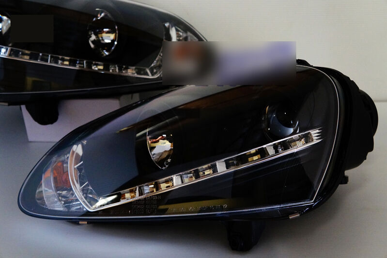 Black LED DRL Projector Headlights Fit For VW Golf V TDI GTI 2003-2008