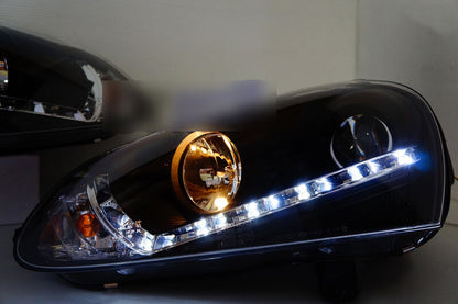 Black LED DRL Projector Headlights Fit For VW Golf V TDI GTI 2003-2008