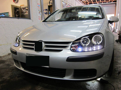 Black LED DRL Angel Eyes Projector Head Lights Fit For VW Golf V TDI GTI 2003-2008
