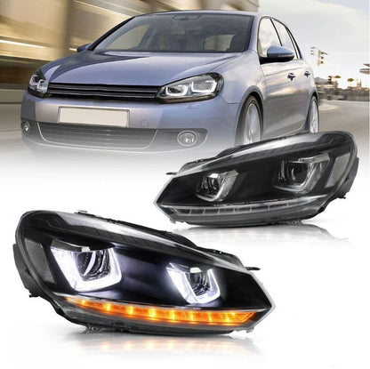 DRL Sequential LED Headlights Fit For Volkswagen VW Golf 6 MK6 GTI TDI 2008-2014