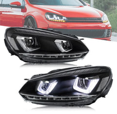 DRL Sequential LED Headlights Fit For Volkswagen VW Golf 6 MK6 GTI TDI 2008-2014