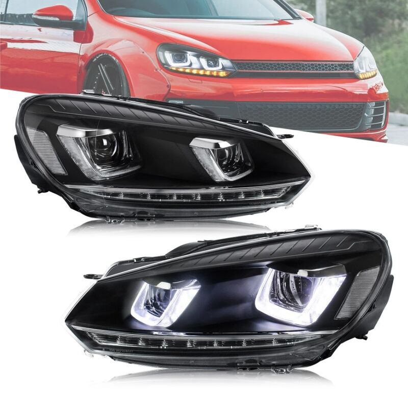 DRL Sequential LED Headlights Fit For Volkswagen VW Golf 6 MK6 GTI TDI 2008-2014