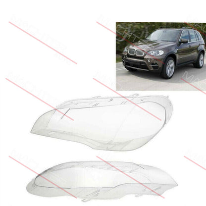 Pair Of Headlight Lens Lamp Cover Lampshade Fit For BMW X5 E70 2008-2013