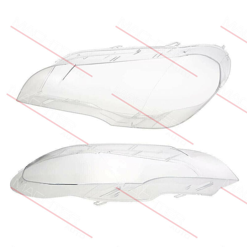 Pair Of Headlight Lens Lamp Cover Lampshade Fit For BMW X5 E70 2008-2013