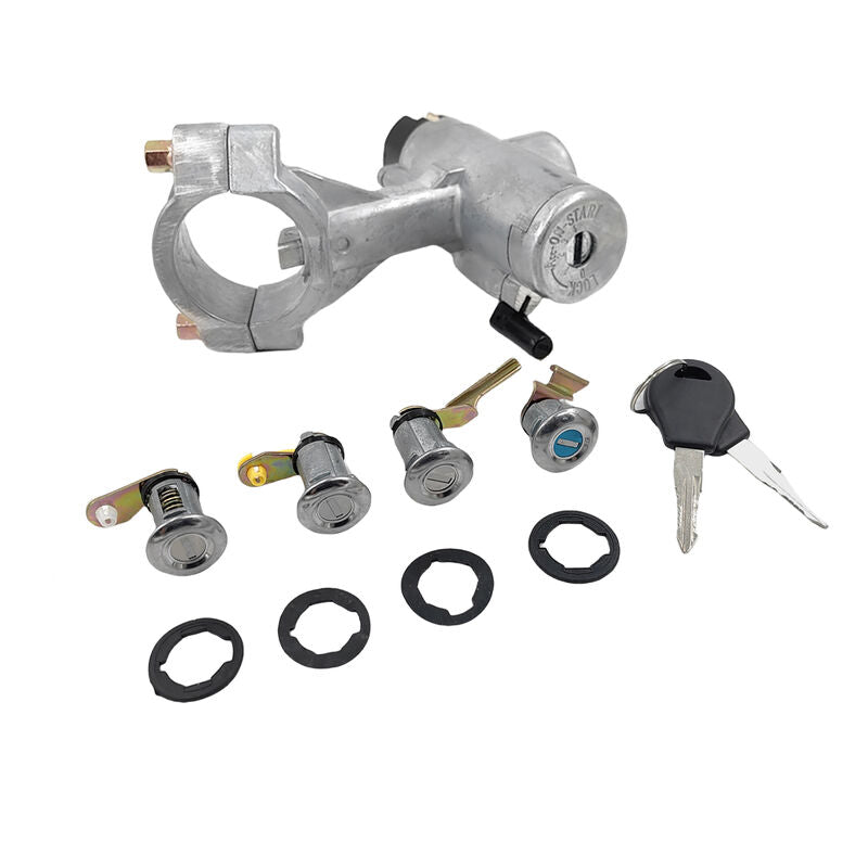 Ignition Barrel Switch Door Locks 2 Key Barn Set Silver Fit For Nissan Patrol GQ Y60 1988-1998