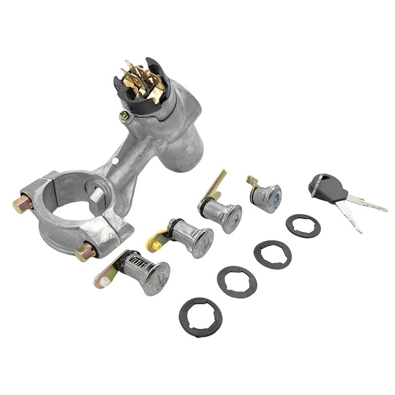 Ignition Barrel Switch Door Locks 2 Key Barn Set Silver Fit For Nissan Patrol GQ Y60 1988-1998