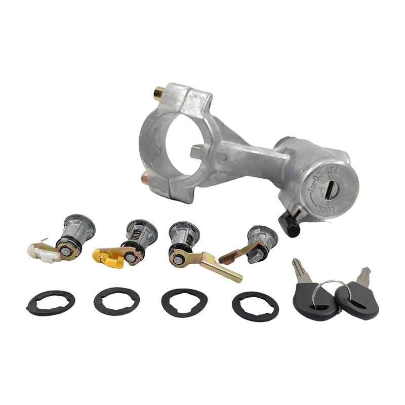 Ignition Barrel Switch Door Locks 2 Key Barn Set Silver Fit For Nissan Patrol GQ Y60 1988-1998