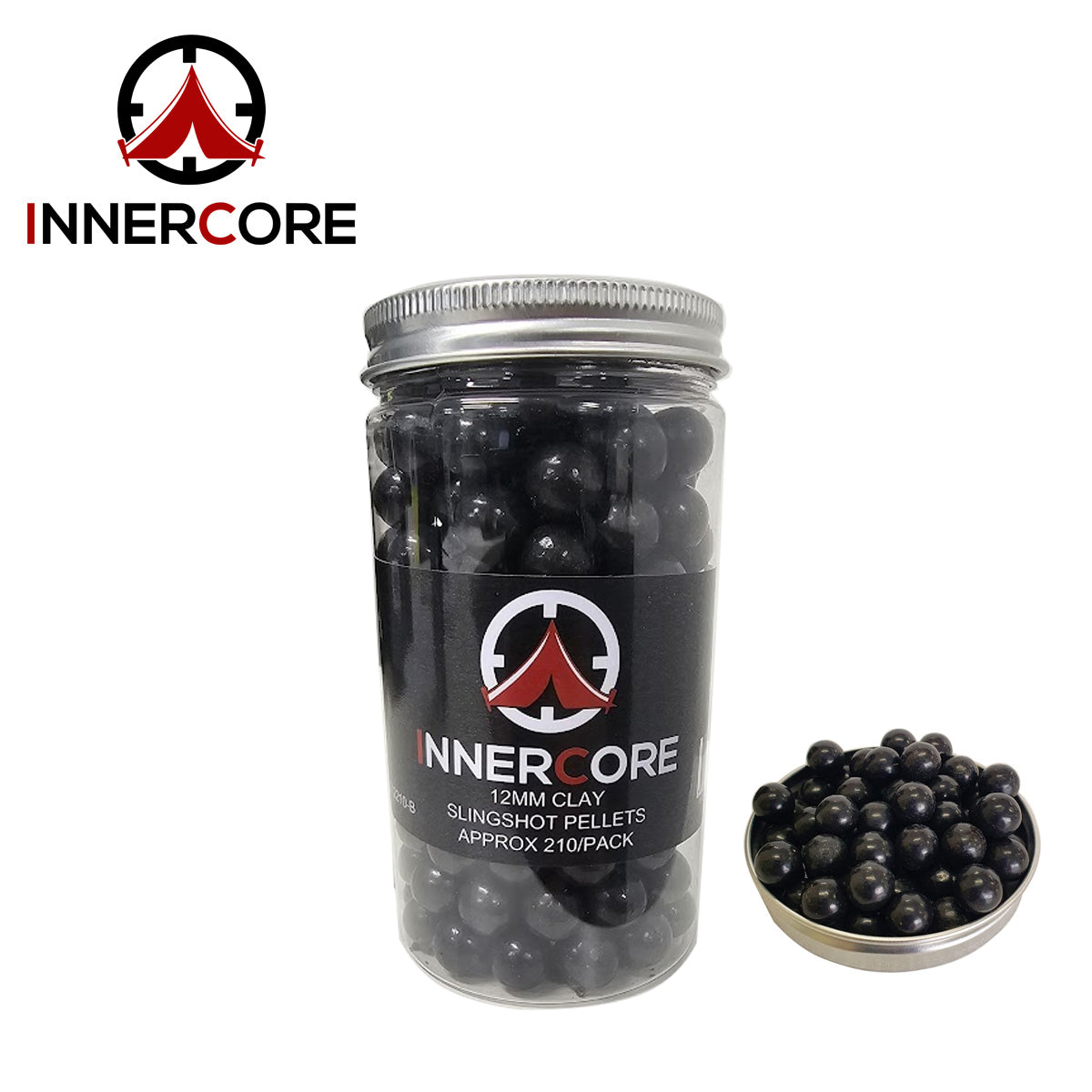 12mm Clay Slingshot Pellets 210 Pack - Black