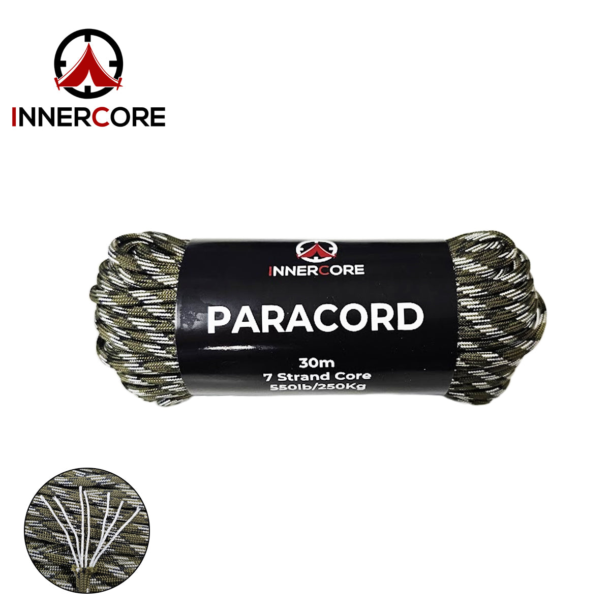 Innercore 100ft 550 Camo Paracord - 7 Strand