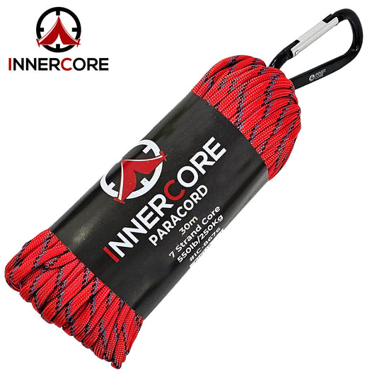 Innercore 100ft 550 Red Camo Paracord - 7 Strand