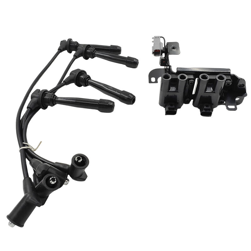 Ignition Coil Pack & Lead Kit Fit For Kia Cerato LD Rio JB For Hyundai Accent Getz TB L4 1.6L G4EC G4ED 2001-2011
