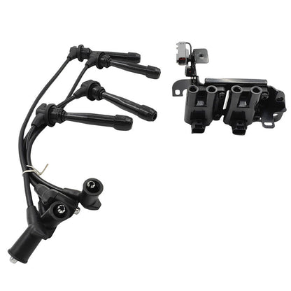 Ignition Coil Pack & Lead Kit Fit For Kia Cerato LD Rio JB For Hyundai Accent Getz TB L4 1.6L G4EC G4ED 2001-2011