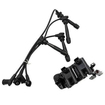 Ignition Coil Pack & Lead Kit Fit For Kia Cerato LD Rio JB For Hyundai Accent Getz TB L4 1.6L G4EC G4ED 2001-2011