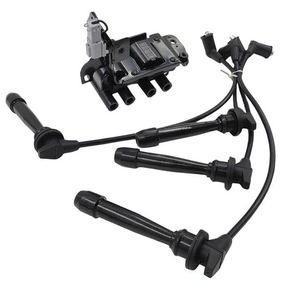 Ignition Coil Pack & Lead Kit Fit For Kia Cerato LD Rio JB For Hyundai Accent Getz TB L4 1.6L G4EC G4ED 2001-2011