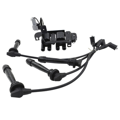 Ignition Coil Pack & Lead Kit Fit For Kia Cerato LD Rio JB For Hyundai Accent Getz TB L4 1.6L G4EC G4ED 2001-2011