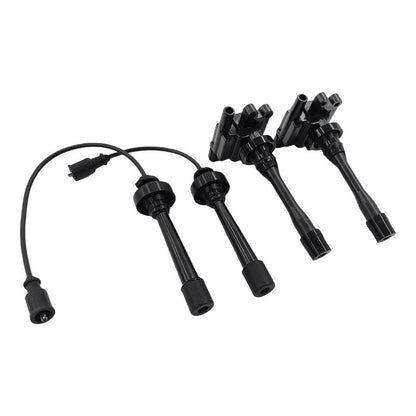 Ignition Coils Spark Plug Leads Service Kit Fit For Mitsubishi Lancer CE CG CH Outlander ZE 4 Cylinder 16V