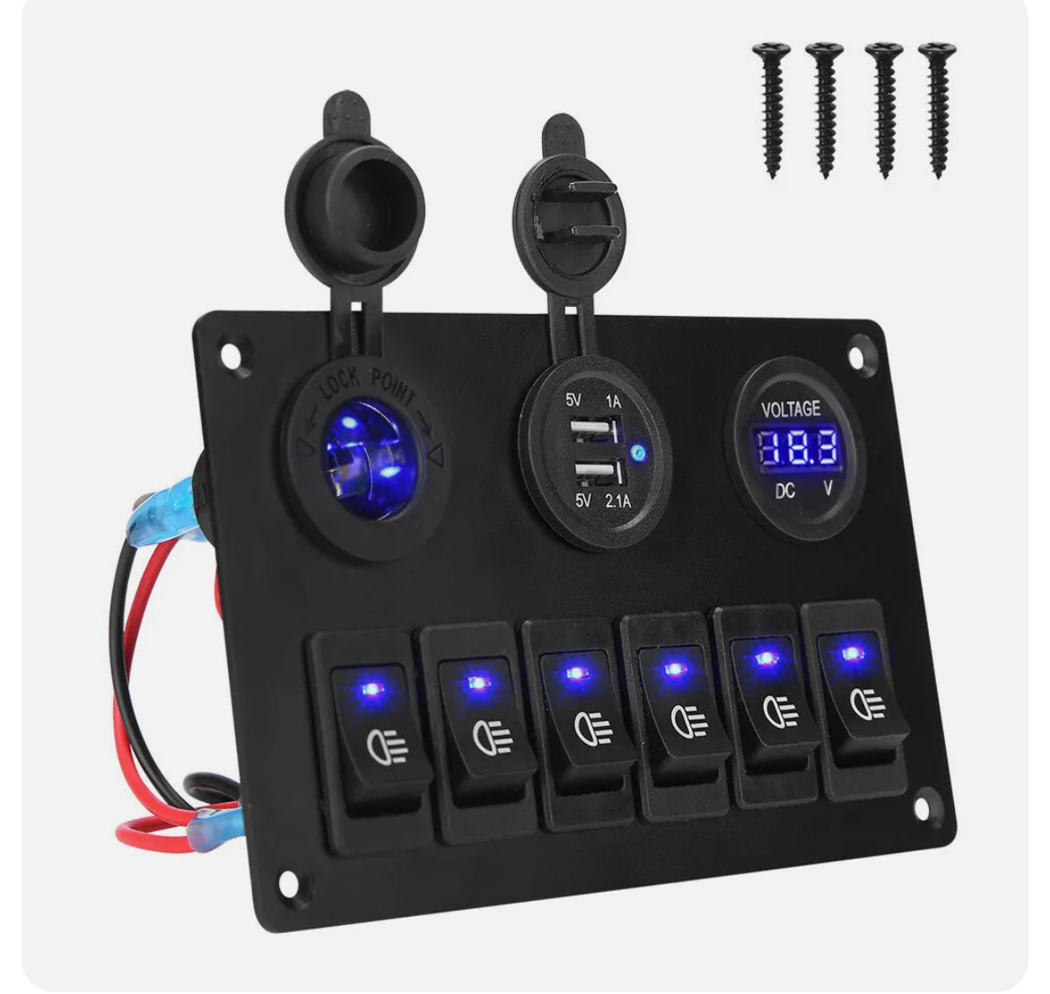 6 GANG 12V SWITCH PANEL LED ROCKER TOGGLE CONTROL PANEL BOAT MARINE WATERPROOF