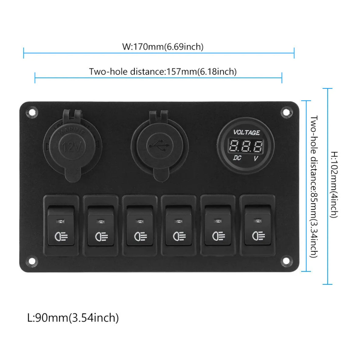 6 GANG 12V SWITCH PANEL LED ROCKER TOGGLE CONTROL PANEL BOAT MARINE WATERPROOF