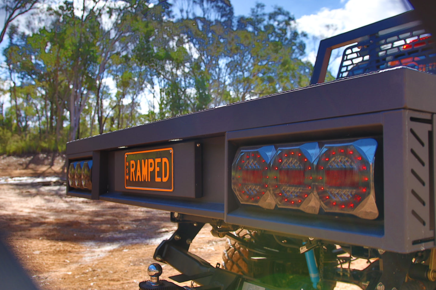 RAMPED UP 4X4 COMPLETE ALUMINIUM 1800mm TRAY WITH 1700mm Trundle (MATT BLACK)