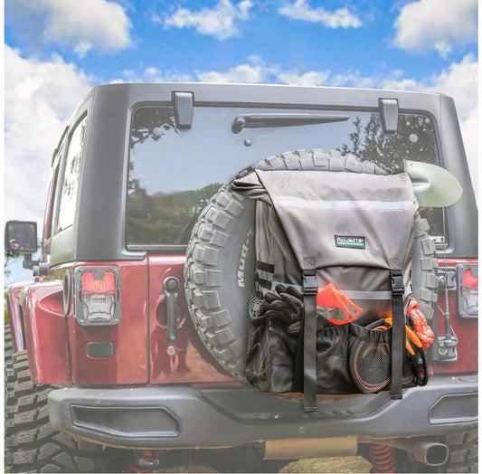 ALL-TOP rear tyre Trash Bag, Offroad spare tire trasharoo bags, Heavy Duty Truck Tailgate Trash Bag, Cargo Storage Bag for Jeep, Truck, SUV or Car, Fit up to 40'' Tire (Carbon Black)