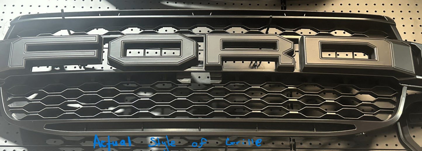 FORD RANGER NEXT GEN RAPTOR STYLE GRILLE WITH  WHITE LED's EVEREST, XLT, SPORT & WILDTRAK 2022- 2025