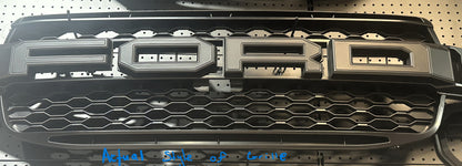 FORD RANGER NEXT GEN RAPTOR STYLE GRILLE WITH  WHITE LED's EVEREST, XLT, SPORT & WILDTRAK 2022- 2025