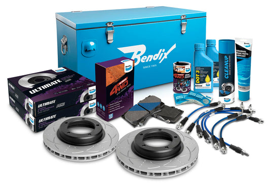 Front 4" Brake Upgrade Kit to suit Toyota Land Cruiser 76, 78, 79 Series 2007-2016 with Single Channel ABS, no VSC